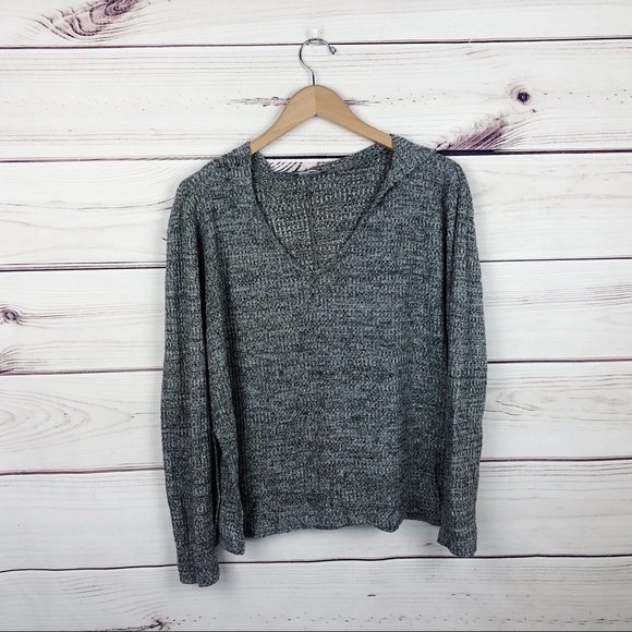 FASHION Nova Gray Ribbed Knit Lightweight Hoodie - Picture 3 of 7